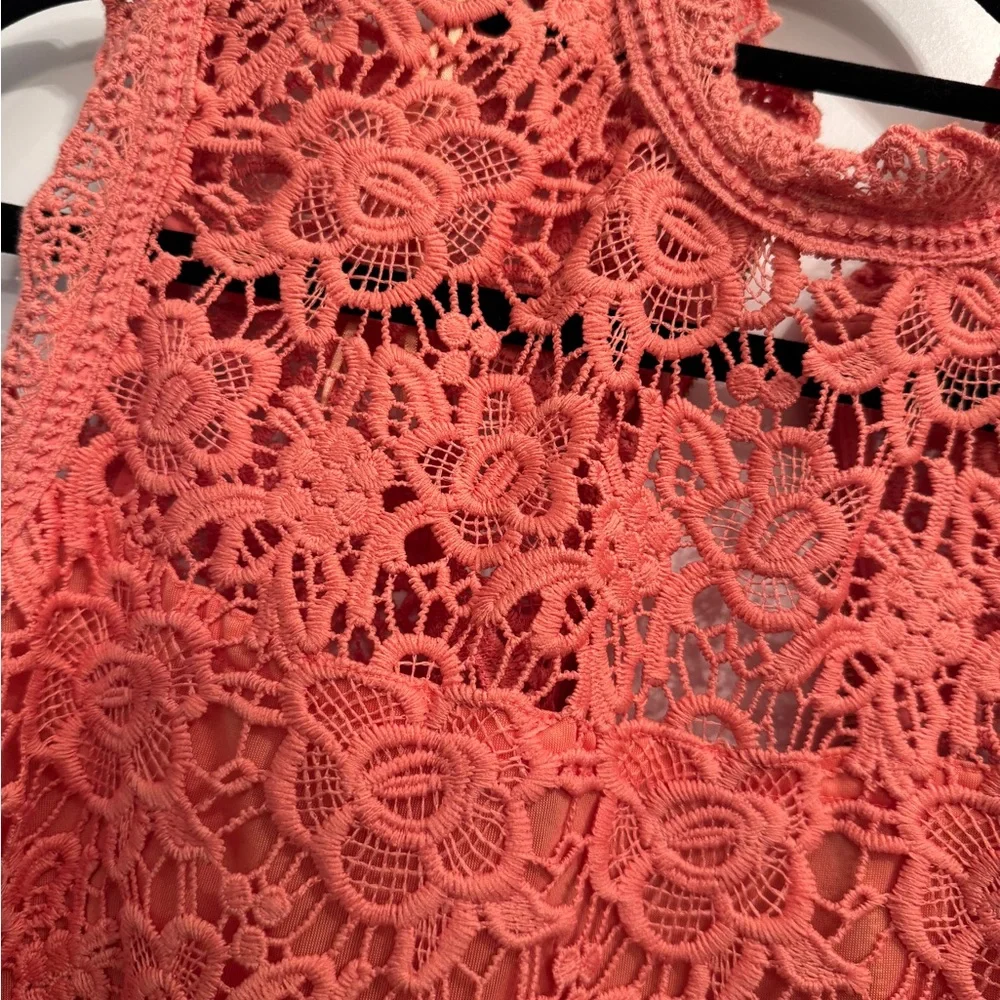 Lace Sleeveless Top Coral MSRP $89 - Picture 5 of 7